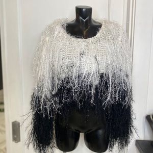Two Tone Shag Crop Sweater